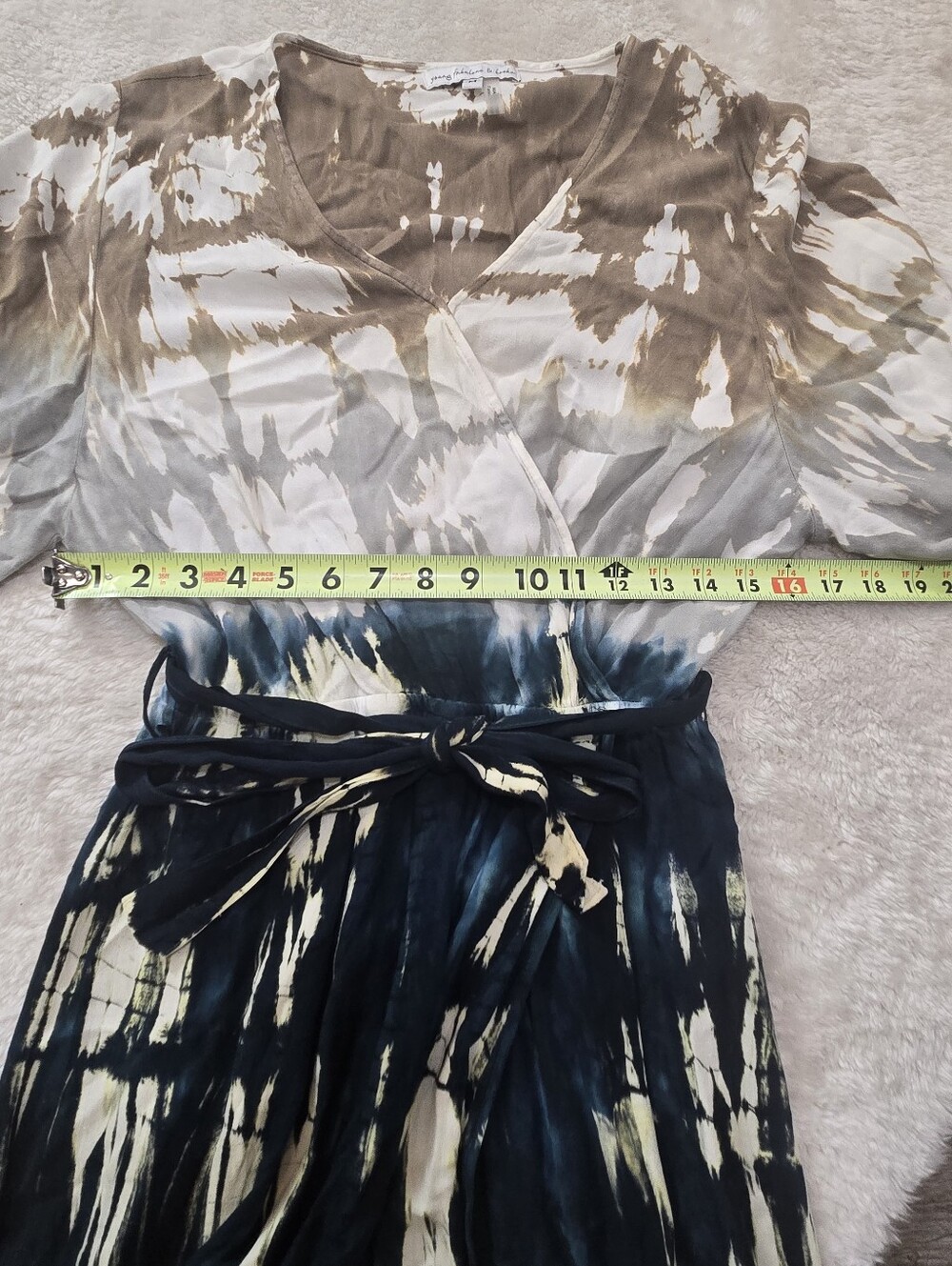 Young Fabulous & Broke Jillian Tie Dye Asymmetrical Wrap Boho Midi-Dress, M - Picture 3 of 10